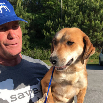 Rescued Pup being held by a SAVEDOG driver